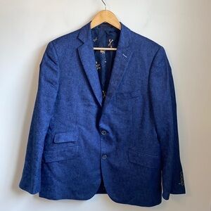 J. Hilburn Linen Jacket Lined Navy